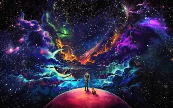 Cosmic Space Man With Dog