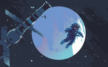 Astronaut In Space With Spinning Planet
