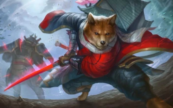 Samurai Doge With Red Sword