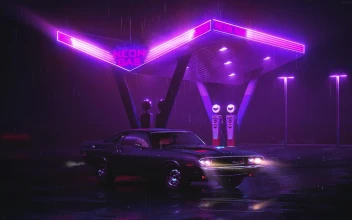 Neon Gas Station Hd Quality