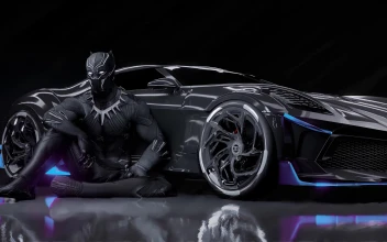 Black Panther Bugatti 4k
