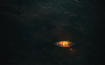 Boat With People In Black Ocean At Night Animated Windows Desktop