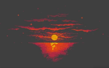 Unconsciousness Red Pixel Ocean And Sun Free
