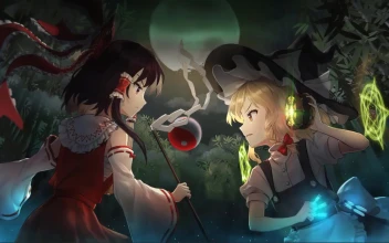 Touhou Eternal Night Reimu Vs Marisa Animated Desktop