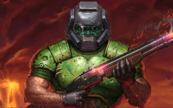 Cool Doom Marine - Doom Original Game Pixel Desktop