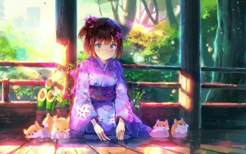 PC Animated Kimono Girl with Hamsters