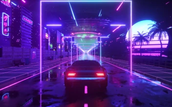 PC Animated Retro Neon Car