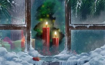 Christmas Window Snow Candles