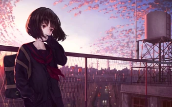Anime Girl On The Rooftop 4K