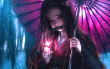 Anime Nezuko Kamado Butterfly Kimetsu No Yaiba 4K