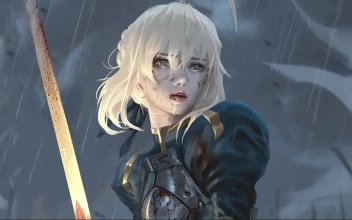 Saber Fate Stay Night Girl With Sword Anime Pc