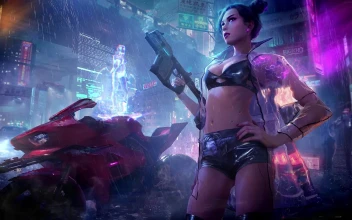 Cyberpunk Girl Biker for pc
