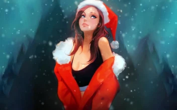 Cool Cute Santa Girl 4k