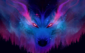 Cool Cosmic Wolf Howling live 4k wallpaper HD