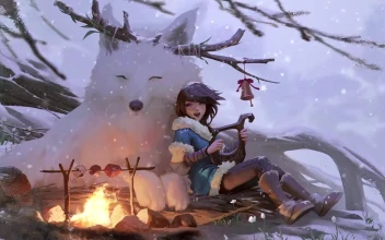 Cool White Wolf Girl 4k