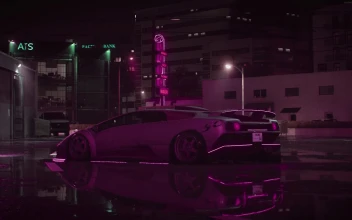 Cool Lamborghini in rainy weather 1080p