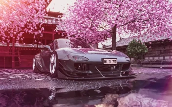 Cool RX 7 Mazda Japan Cherry Blossom Live Engine Wallpaper 720p