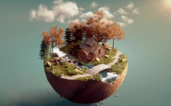 PC Wooden House Water Spinner Free