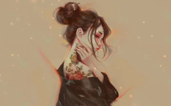 PC Japanese Girl Flower Tattoo Free