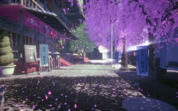 PC Japanese Street Cherry Blossom Free