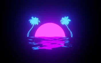PC Retro Sun Coconut Trees Free