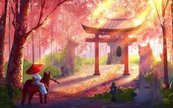 PC Shiba Inu Falling Petals Free