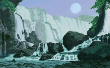 PC Pixel Day and Night Waterfall Free