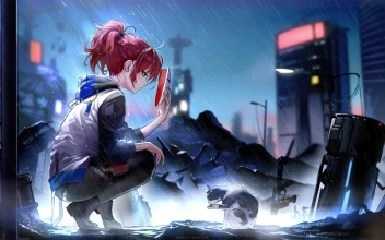 4K Exusiai And Cat In The Rain Arknights For PC