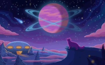 PC Desktop Retro Purrple Cat Distant Worlds Ii
