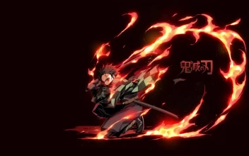 PC Desktop Kamado Tanjiro Fire Katana Theme Kimetsu No Yaiba 1080p