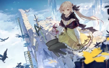 Anime Girl Sitting On The Wall In The Sky HD For PC
