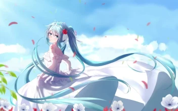 Hatsune Miku White Dress With Flowers HD For PC
