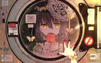 Anime Girl Standing In Front Of Washing Machine HD For PC