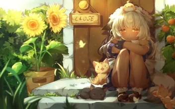 Loli Neko Girl Maid Playing With Cats HD For PC
