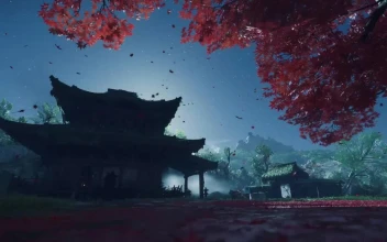 Autumn Red Maple In Shrine HD For PC