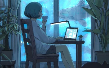 Anime Girl Drinking Coffee HD For PC