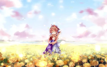 Nagisa Hugging Ushio In The Flower Field Clannad HD For PC