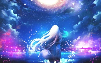Anime Girl Looking At The Starry Night Sky HD For PC