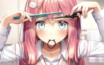 Anime Girl Cutting Hair HD For PC