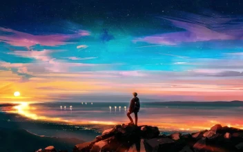 Anime Boy Watching The Sunset HD For PC