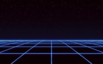 Blue 80s Style Neon Grid HD For PC