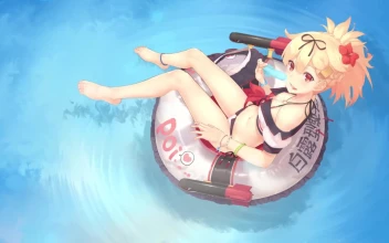 Yuudachi Kai Ni Eating Ice Cream In The Pool Kantai Collection HD For PC