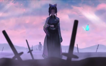 Shinobu Kochou And A Glowing Butterfly Kimetsu No Yaiba HD For PC