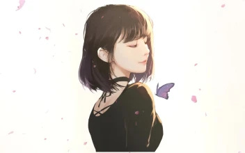 Beautiful Anime Girl With Butterfly HD For PC