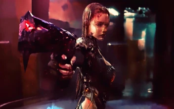 Cyberpunk Girl Holding Gun HD For PC