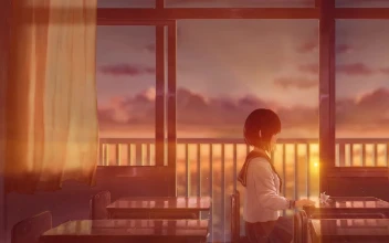 Lonely Anime Girl Sitting Alone In The Classroom HD For PC