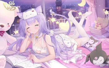 Anime Cat Girl Lying Down In Bed HD For PC
