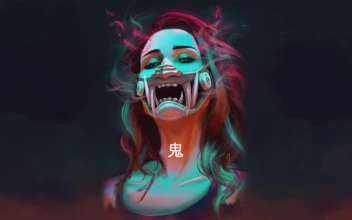Cyberpunk Girl Oni Mask HD For PC