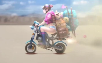 Anime Girl Riding Motorcycle In The Desert HD For PC