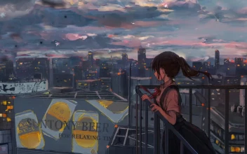 Anime Girl Standing On A Balcony HD For PC